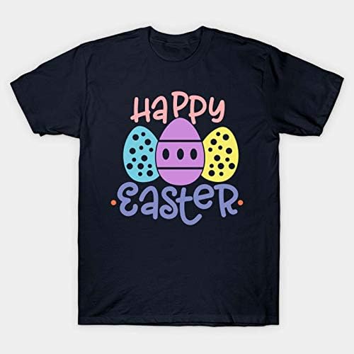 Camisa de Páscoa feliz para mulheres, ovos fofos tees gráficos impressos de pescoço redondo casual de manga curta t