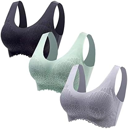 3 pacote de sutiãs esportes para mulheres, renda u pescoço de roupas de baixo estilo Bralette, lingerie de fitness sexy de ioga 2023 New Ladies Brassiere