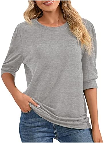 Camisas femininas Camisetas de verão Round pescoço buff halve tops tops básicos camisas sólidas