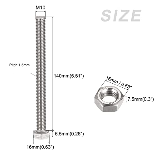 Metallixity Hex Hex Head parafusos parafusos, porcas, arruelas de travamento Kits 6 pontos, 304 Kit de sortimento de aço inoxidável - Para eletrodomésticos