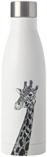 Maxwell & Williams Stainless Stoneless Isoled Water Bottle com Marini Ferlazzo African Giraffe Design, aço inoxidável de parede dupla para bebidas quentes ou frias, 500 ml, branco