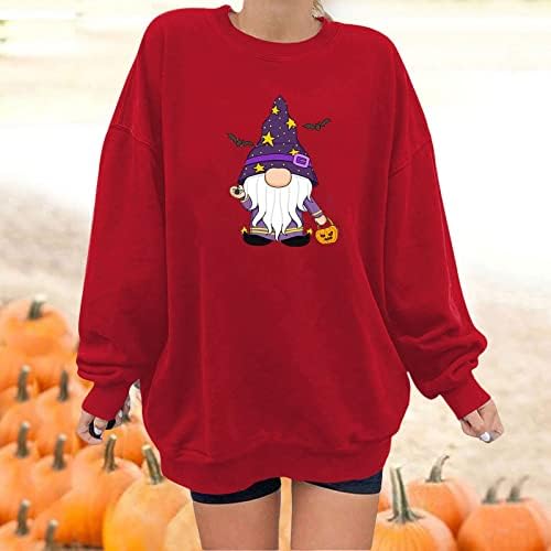 Moletom de tamanho grande para mulheres gráficas Halloween Plus Sizes Pullovers divertidos impressão gráfica no pescoço redondo