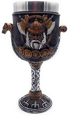 Rustix Nordic Viking Guerreiro Navio Vinho Copo Nórdico Presentes de Mitologia para Homens bebendo Norueguês Cálice Pagão Medieval Cálice 8oz Copo de aço inoxidável