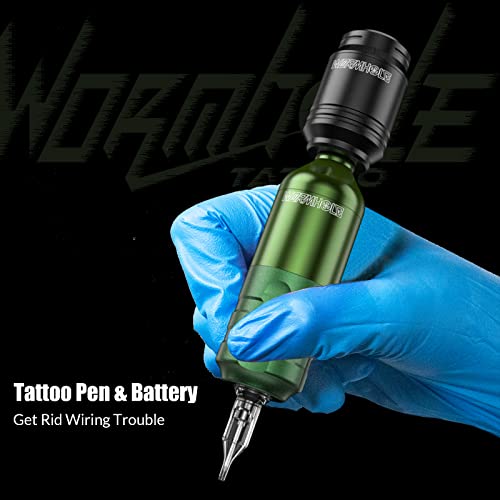 Kit de caneta de tatuagem kit de tatuagem de cartucho de buraco de minhoca para iniciantes 2pcs Rotary Tattoo Machine Pen Professional