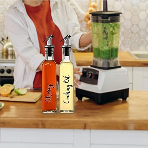 Etiquetas de garrafas modernas de óleo e vinagre, conjunto minimalista de rótulo de contêiner de cozinha à prova d'água
