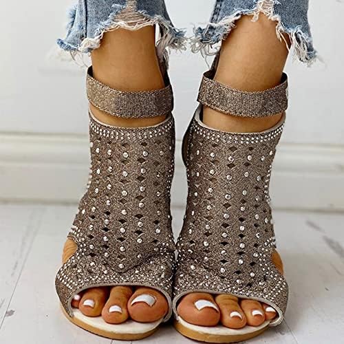 Flippers uqghqo para mulheres verão, sandálias femininas sandálias de strass clássicas com zíper com sapatos de