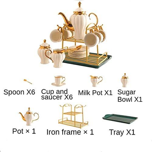 ZLXDP Textura de abóbora Bolsa de ouro China Conjunto de chá CHINA Conjunto de chá Cerâmica Pote de café Tule de café Cup de chá European Gretos