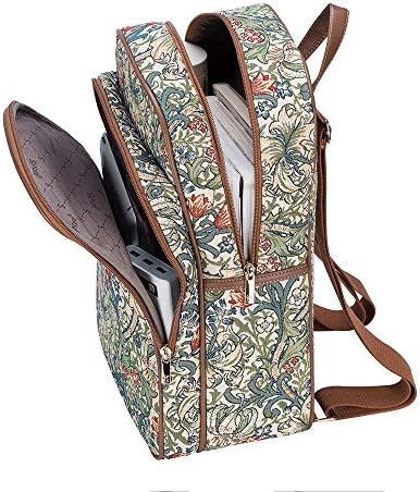 Signare Tapestry Backpack Purse for Women Computer Backpack Bookbags para mulheres com design de lírio dourado