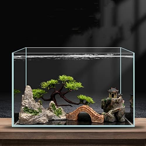 Awxzom Pequeno decoração de tanques de peixes japoneses, adequado para aquários de até 5Gallon ou peixe, incluem pequenas decorações 、 Aquário Plantas de Plástico Artificial 、 Fish Tank House