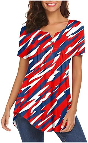 CUCUHAM Feminino Tops de Moda Casual Camiseta Camiseta Camiseta Americana da Independência Patriótica do Dia da