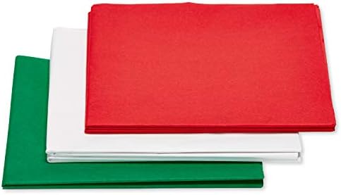 American Saudações 125 Pacote de papel de lençol a granel, vermelho, verde e branco para o Dia das Mães, Dia dos Pais, Graduação, Aniversários e todas as ocasiões