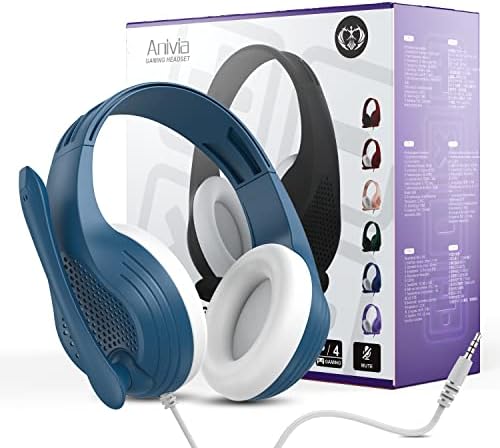 ANIVIA A9 PRO Blue Sea-Ear fones de ouvido com fio com microfones, fones de ouvido de controle leve e ajustável para crianças/adultos,