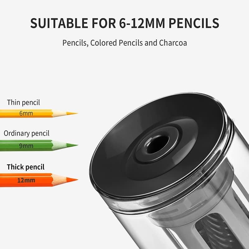 Aparecedor de lápis elétrico ytyzc grande de serviço pesado de 6 a 12 mm de cor de lápis de cor de fóilia mecânica USB Kids de