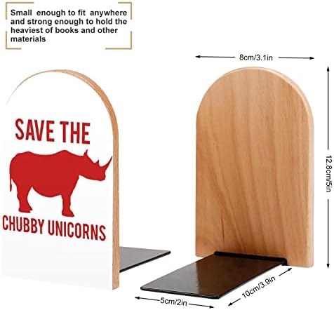 Salve os unicórnios gordinhos Bookends Print Wood Livro de madeira para Shelve Pack de 1 par