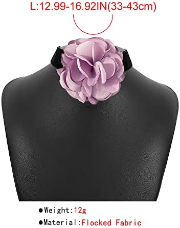 DTJA Vintage Rose Flower Charking Colar para mulheres meninas góticas de veludo preto gótico Camellia Blossom Chain