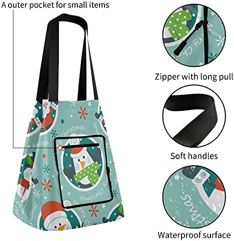 Natal 02 Bolsa de ombro dobrável Bolsa de supermercado reutilizável bolsa de compras para escolar