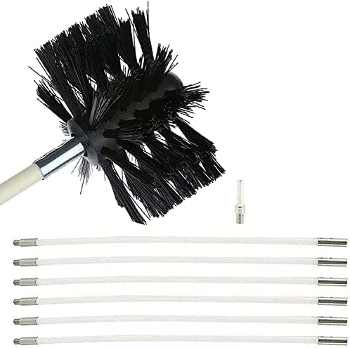 Langfeng Chimney Sweep Kit Kit de escova de limpeza de limpeza, kit de limpeza de ventilação do secador para limpeza de luminária de lareira, hastes de nylon flexíveis, cabeça de escova sintética inclui hastes flexíveis 1 cabeça de escova