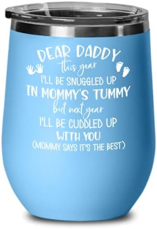 Novo Dad Wine Tumbler pela primeira vez papai, vou ser aconchegado em Mommys Tummy Cute Gravidez Anúncio da Idéia