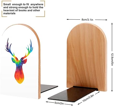 Tie Dye Deer Head Livros Livros Decorativos Print Wood Ends para Shelve pack de 1 par