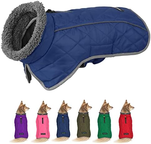 Jaqueta de casaco de inverno de cachorro Fragralley - Roupas refletidas de gola alta à prova de vento ajustáveis, colete