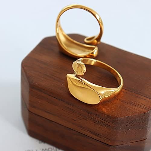Anel de cúpula grossa anel de aço inoxidável anéis para mulheres adolescentes meninas adolescentes anéis geométricos de titânio anéis empilháveis ​​anéis de junta ajustável