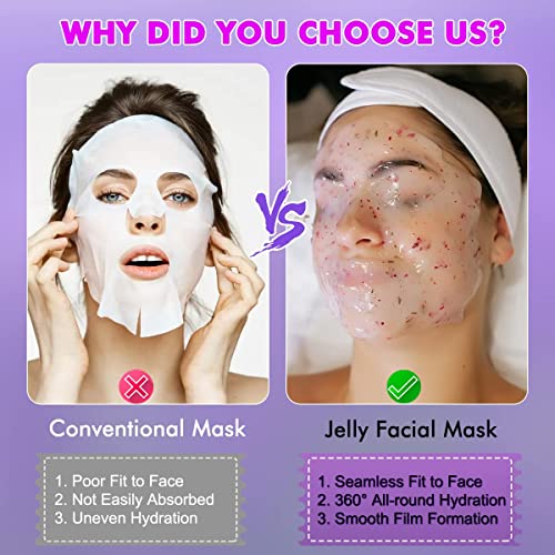 Máscara de geléia de poztl em pó para tratamentos faciais, máscara de lavanda gelada suave, retirada de pó de máscara facial