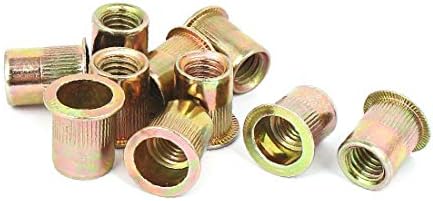 X-Dree 3/8 -16 Sarrilhado reto inserir porca de porca de bronze Tom de bronze 10pcs (3/8 ''-16 tuercas de revaque estriadas retos inserte el tono de bronce de nutser_t 10 piezas