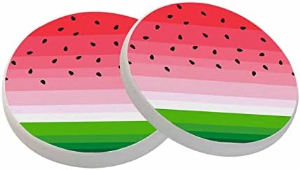 Coasterias rosa verdes ofloral para bebidas Absorvente Conjunto de 2 melancia de verão frut