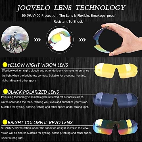 Óculos de sol Sport de Jogvelo polarizados para homens UV400 Protection Con 3 Lente intercambiável para ciclismo de golfe de beisebol de corrida