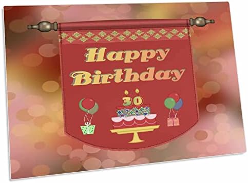 3drose feliz 30th aniversário banner, bolo com presentes e balões - tats de mesa de mesa