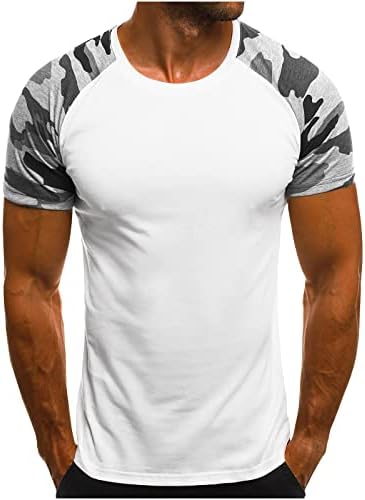 Camiseta de camuflagem masculina Camuflagem curta Camuflagem regular FID EM MILITO MILITY TOP ESTILO DE ESTILO ROUNO DE CHAMADORES DE GINUS DE VERAGEM