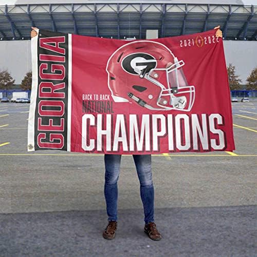Georgia Bulldogs 2022 Bandeira da Bandeira dos Campeões do Futebol da Faculdade 3x5