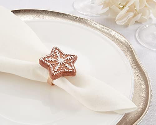Fenco Styles Christmas Gingerbread Star Design Rings de guardana