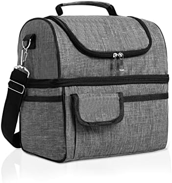 Lunchagem grande isolada, 2 compartimentos 15L, lancheira para homens, mulheres, lancheira à prova de vazamento Double Deck Soft Cooler Tote Bag