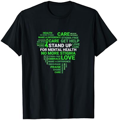 Consciência de saúde mental em maio de fita verde sem estigma camiseta
