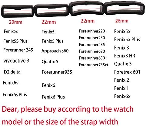 Cwyttzq 4 peças de alça de cinta de cinta de borracha para Garmin Fenix ​​3 Fenix ​​6x Plus Fenix ​​6 Descent Mk1 quatix 3 tactix bravo4 fenix 5s fenix 5 fenix 5x fenix 6s precursor 235 mm 22mm 22mm 22mm