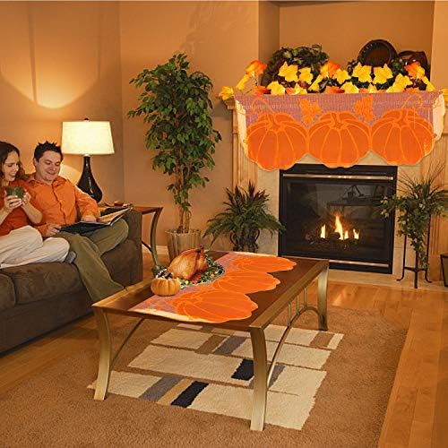 Decoração de Ação de Graças de outono Larf de lareira de 20 x 60 polegadas folhas de bordo marrom lenços de manto de tampa de renda