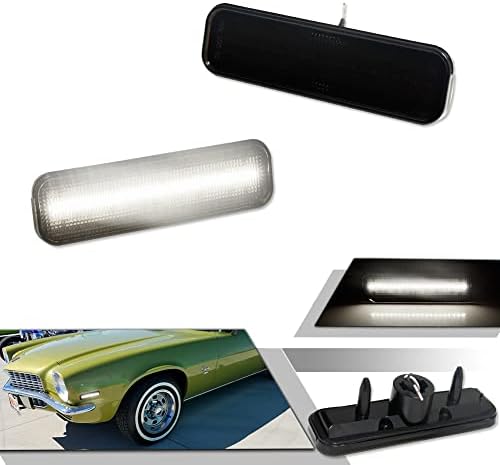 Gtinthebox para 1970 1971 1972 1973 1974 1975 1976 1977 1977 Chevrolet Camaro dianteiro / traseiro marcador de pára -choque lâmpada lâmpada de pára -choque lente fumada LED WHITE, 2PCS