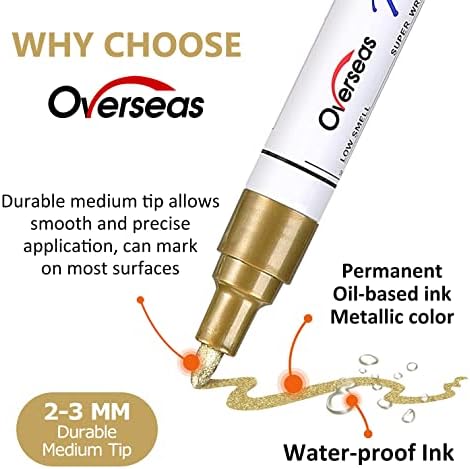 Tinta Pens Marcadores de tinta - Marcadores permanentes brancos 8 pacote, caneta de ponta média à prova d'água à base de