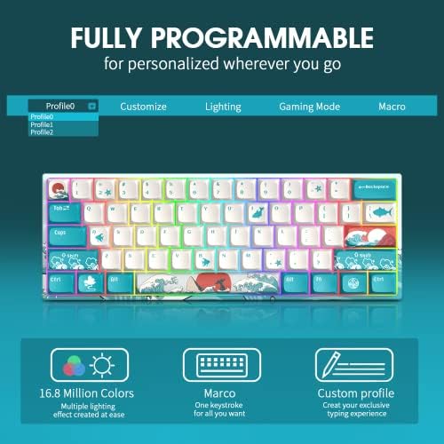 HITME XVX M61 60% do teclado mecânico sem fio, teclado de jogo recarregável de 2,4g de 2,4g, teclado ergonômico de retroilumação RGB para jogadores de Windows Mac PC