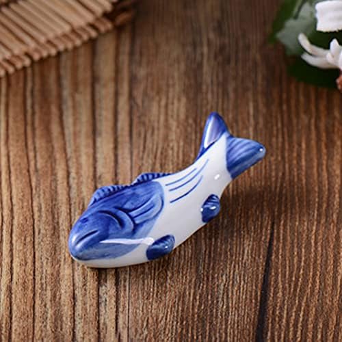 Luxshiny japonês decoração branca decoração branca decoração 6pcs peixe de pauzinho de cerâmica, suporte japonês de pauzinho de pauzinho