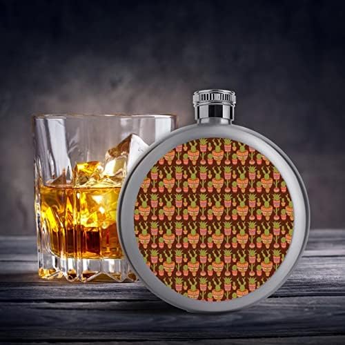 Cactus Stainless Aço Liquor Hip Flask 5oz para bebida de vinho Pocket Round Pocket Funny Print