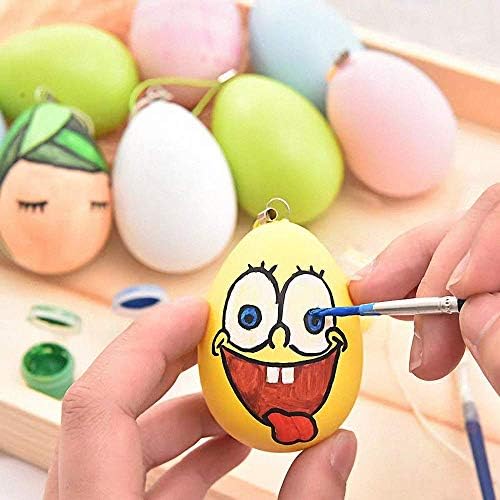 48pcs ovos de páscoa a granel, ovo de plástico artificial DIY DIY ovo Easter Brinques pendurados ornamentos com estilingue