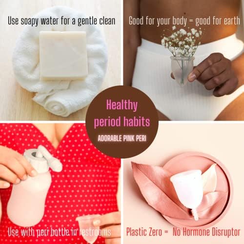 Kit de partida menstrual rosa adorável - xícara menstrual reutilizável mais confortável com o melhor bolsa de caule