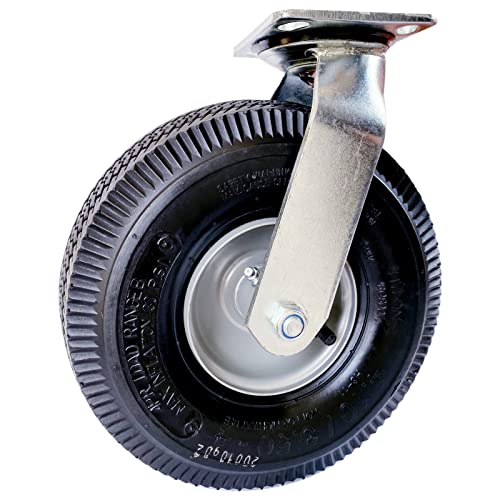 Caster pneumático de 2 -Swivel 10 com rotação de 360 ​​graus de placa de zinco ， roda de borracha preta - 800 libras.