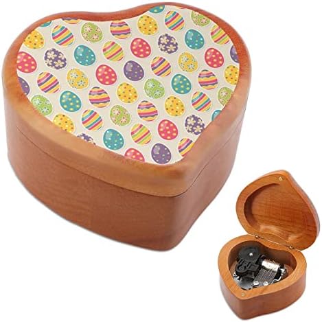 Vintage Easter Egg Heart Music Box Wooden Musical Boxes Melhor Presente para Aniversário de Natal Aniversário