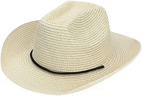Chapéus de Damin 12-18 meses de verão masculino Vintage Vintage Western Cowboy Hat Solid Crechestring Protetor solar Cap bege feminino