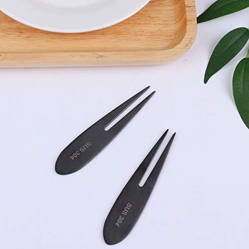 Cabilock Fruit Forks 2pcs aço inoxidável picaretas de aço duas pontas de sobremesa Salada Forks Supplies para o Hotel KTV Bar