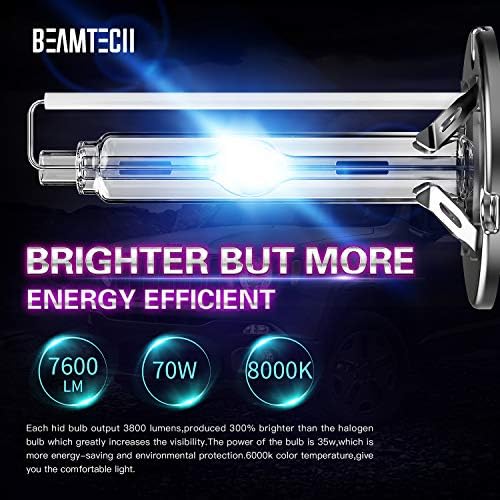 Beamtech D1S Hid Bulbs, lâmpada de substituição do farol de xenônio 35W 8000k pacote de 2