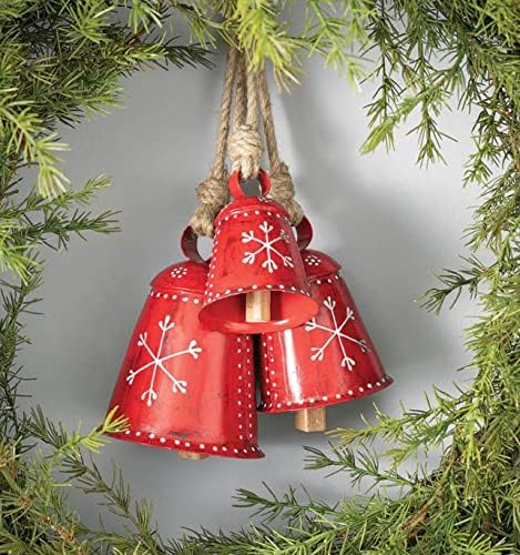 Sinos de Natal decoração rústica de Natal grandes enfeites artesanais decoração de sino pendurada sinos de 3 conjunto de 3